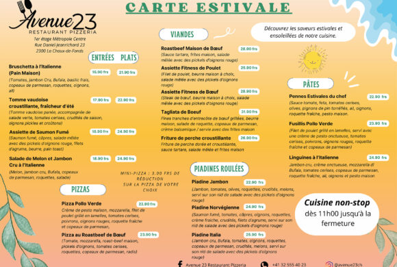 Avenue 23 – Carte d’été